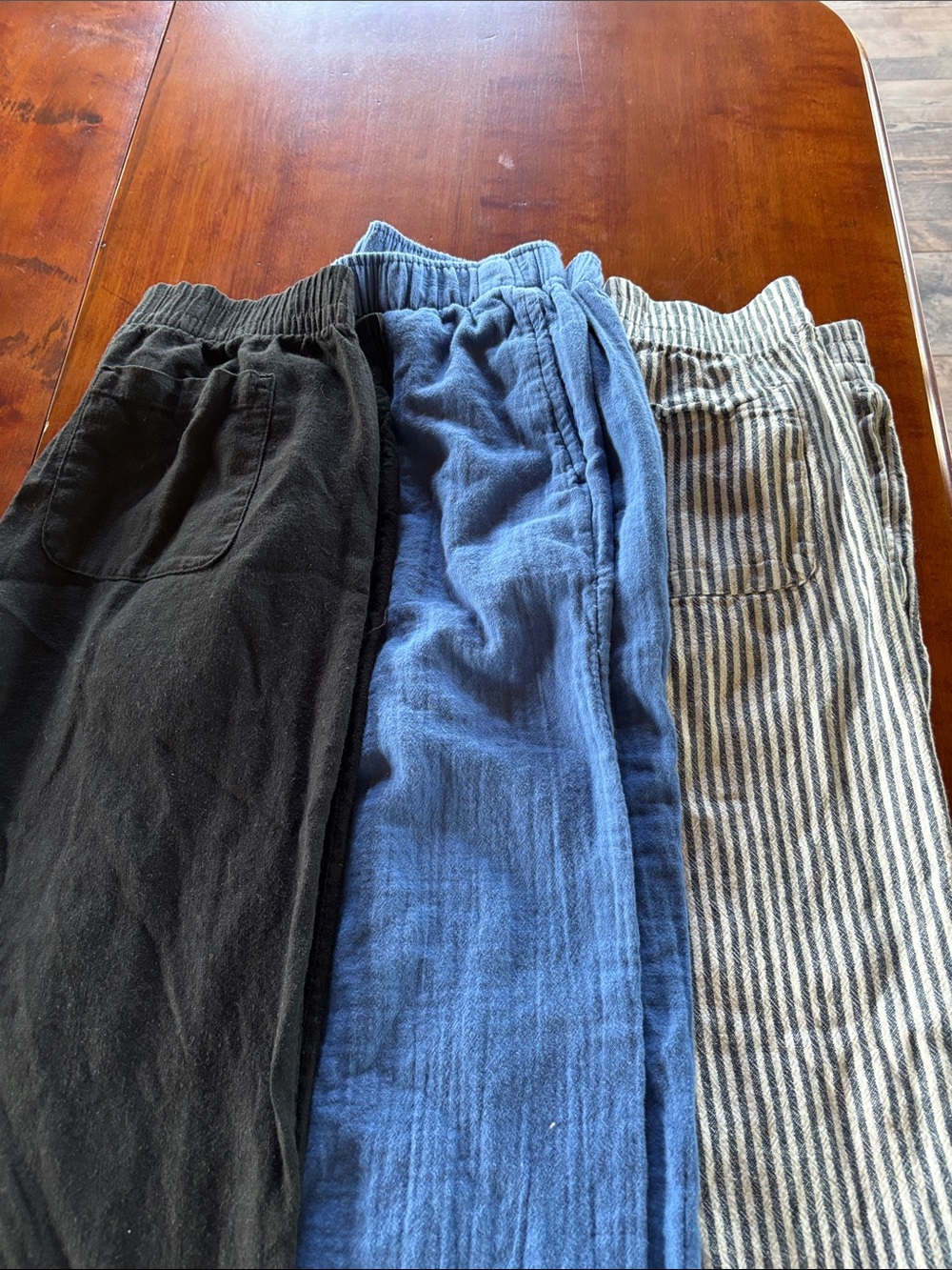 Old Navy Wide Leg Pants - Black, Blue, Striped